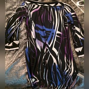 Glamour Black and Purple Abstract Dress